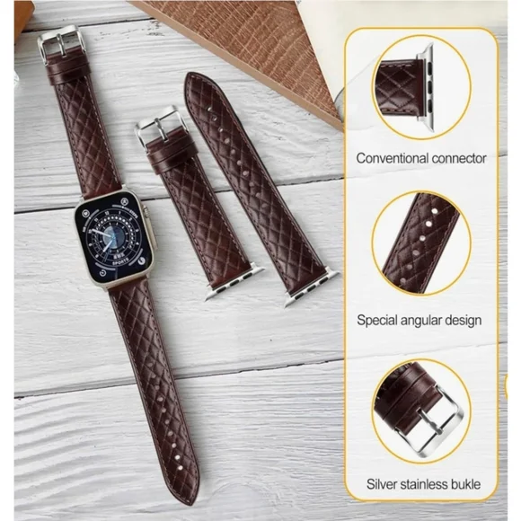 Leather Band for Apple Watch Series 44/45/46/49mm/42(Series 3 2 1 ) - Picture 5 of 11
